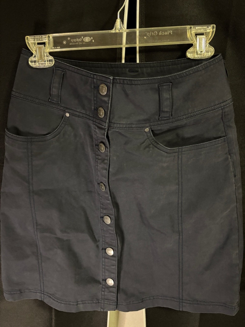 Aventura Navy Button-Front Mini Skirt